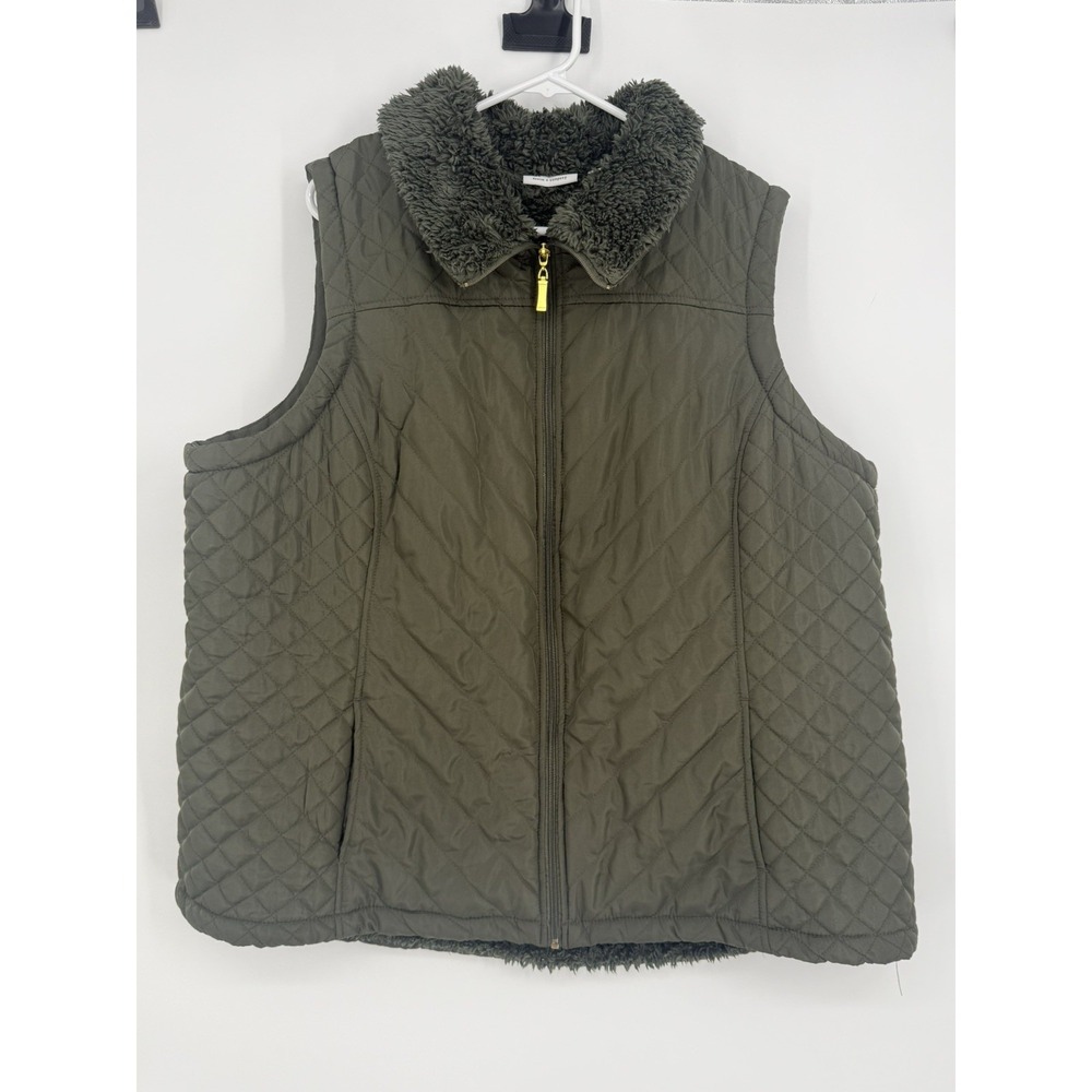 Denim & Co. Women's Green Puffer Vest 2X